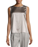 Embellished Jewel-Neck Shell, Taupe