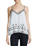 Savannah Embellished A-Line Top, White Pattern