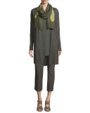 Open-Front Sheer Hemp Grid Long Cardigan