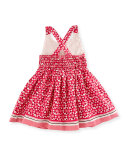 Cross-Back Floral Tile Dress w/ Bloomers, Multicolor, Size 12-24 Months