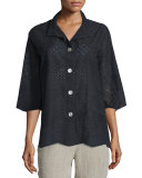 Patchwork Cotton Eyelet Shirt 