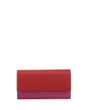 Contrast Leather Continental Wallet, Rosette/Hibiscus