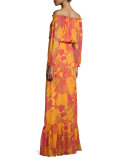 Camila Off-the-Shoulder Flower Power Maxi Dress, Fuchsia