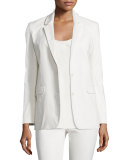 Two-Button Cotton-Blend Jacket, Ivory