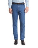 Japanese Denim Straight-Leg Jeans, Medium Blue