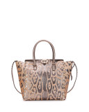 Medium Cavallino Double-Handle Satchel Bag, Leopard