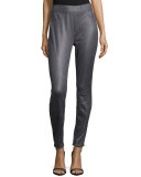 Leather-Like Skinny Ponte Pants 