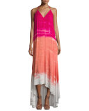 Shanice Tie-Dye Ombre Sleeveless Maxi Dress Dress, Hibiscus Water Ripple Wash