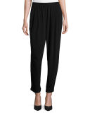 Crinkle Crepe Slouchy Ankle Pants