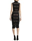 Kora Lace Choker Sheath Dress, Black