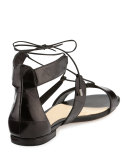 Brenda Eel Lace-Up Flat Sandal, Black