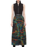 Printed-Skirt Sleeveless Midi Dress, Northern Lights