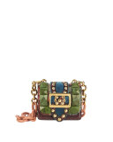 Bridle Baby Ruffled Snakeskin Shoulder Bag, Turquoise Green