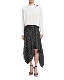 Greta Dot-Print Wrap Skirt, Black
