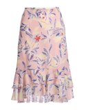 Tiered Floral Silk Skirt, Multicolor