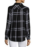 Hunter Plaid Long-Sleeve Shirt, Jet/White