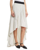 Striped High-Low Maxi Skirt, Multi