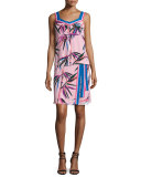 Palm-Print Wrap Skirt, Pink/Multi