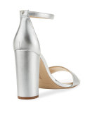 Yaro Metallic Block-Heel Sandal, Silver