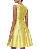 Sleeveless Pleated Textured Party Dress