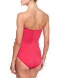 Lattice-Gathered Bandeau One-Piece Swimsuit, Rose