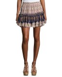 Marion Tiered Mini Skirt, Multi Pattern