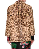 Leopard-Print Calf-Hair Fur Bracelet-Sleeve Coat, Multi