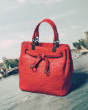 Woven Intrecciato Pleated Tote Bag, Bright Red