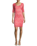 Half-Sleeve Lace Sheath Dress