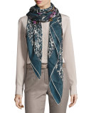 Rose Sauvage Berbère Cashmere-Silk Shawl, Blue/Purple
