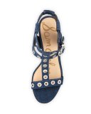 Eyda Grommet Denim Sandal, Navy