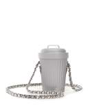 Rat-a-Porter Trash Can Leather Crossbody Bag, Gray