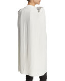 Zoey Embellished-Shoulder Cape, Ivory