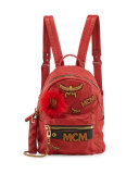 Stark Small Leather Insignia Backpack, Ruby Red