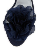 Frolic Flower Grosgrain Sandal, Navy Blue
