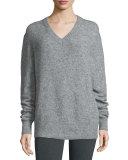 Fine Tweed V-Neck Pullover Sweater, Marble