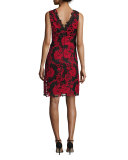 Sleeveless Two-Tone Floral Lace Cocktail Dress