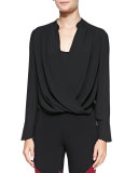 Jaklyn Drape-Front Blouse