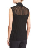 Sleeveless Mock-Neck Pullover Top W/Camisole, Black