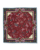Bombay Silk & Cashmere Printed Square Shawl, Bordeaux/Blue