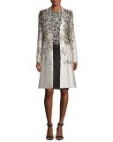 Metallic Pixelated Jacquard Pencil Dress, Black/Gold