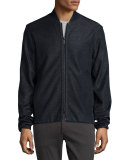 Heathered Knit Bomber Jacket, Black