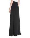 High-Waist Front-Slit Maxi Skirt, Black