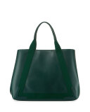 Navy Cabas Medium Leather Tote Bag, Green