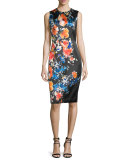 Sleeveless Floral-Print Sheath Dress