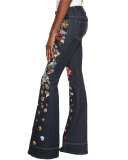 Ryley Embroidered Low-Rise Bell-Bottom Jeans