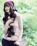 Garter-Stitched Headphone Beanie Hat, Aubergine