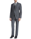 Pinstripe Sharkskin Two-Piece Suit, Gray/Blue