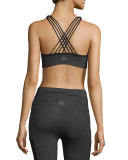 Mesh Behavior Strappy-Back Sports Bra, Heather Gray
