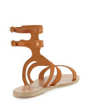 Agapi Flat Leather Gladiator Sandal, Brown